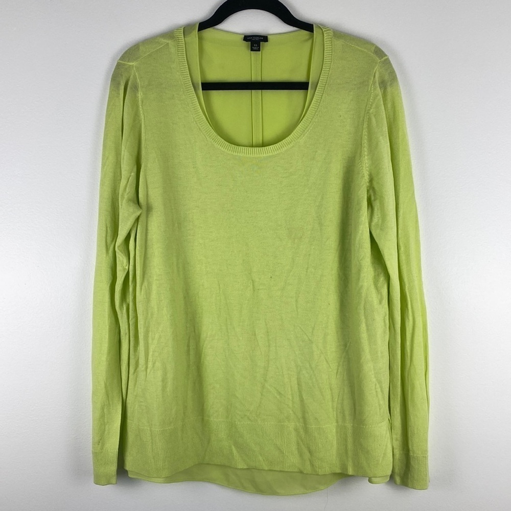 Ann Taylor Neon Yellow/Green Layered Sweater Top XL